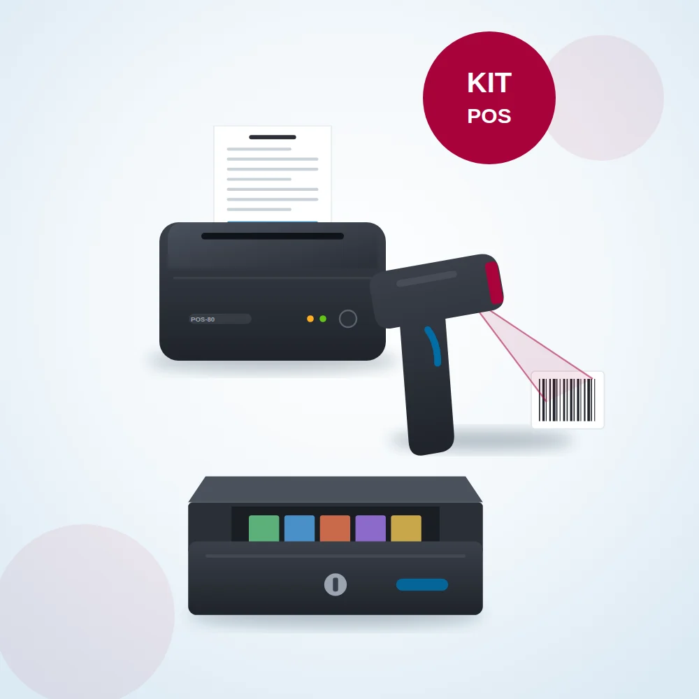 Kit POS completo: impresora + lector + gaveta
